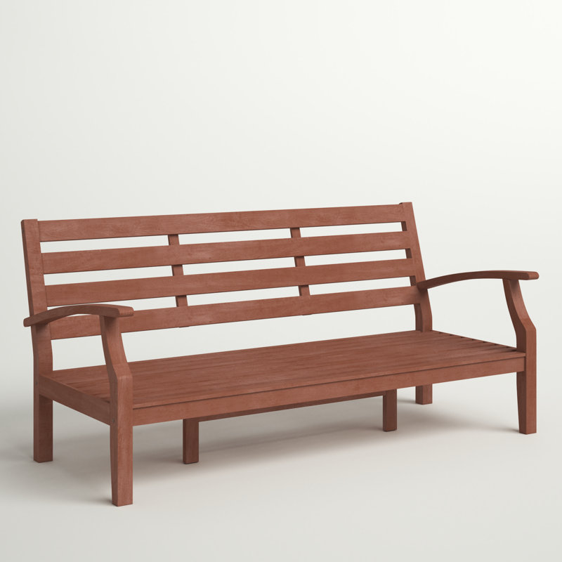 Hursey 76.77'' Wide Rubberwood Patio Sofa with Cushions, No Cushion, Brown