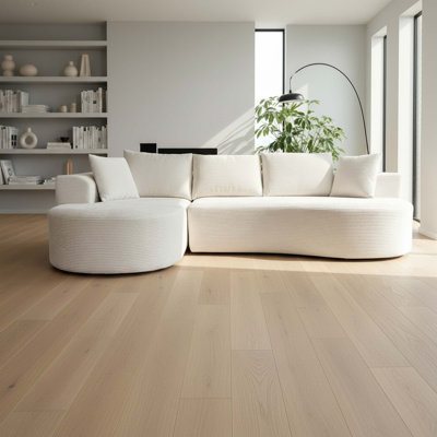 Ensemble de canapé modulaire courbé 2 pièces avec coussins, mobilier de salon ergonomique minimaliste, sièges modernes, sans assemblage, canapé et méridienne, beige