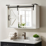 White Cabinet with LED Lights Mirror