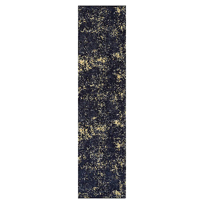 2'6''X10' Washable Runner Rug - Low-Pile, Non-Slip, Non-Shedding, Foldable - Kid & Pet Friendly Area Rug For Living Room, Bedroom, Kitchen, Dining Room (Black/Gold)