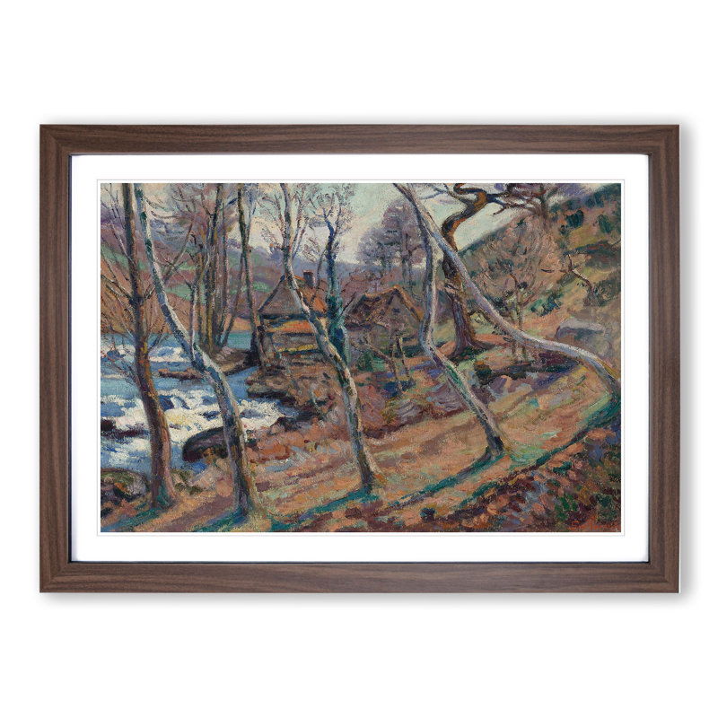 The Mill Through the Trees by Camille Pissarro - Picture Frame Painting, 27cm H x 36cm W x 2cm D, Walnut Framed