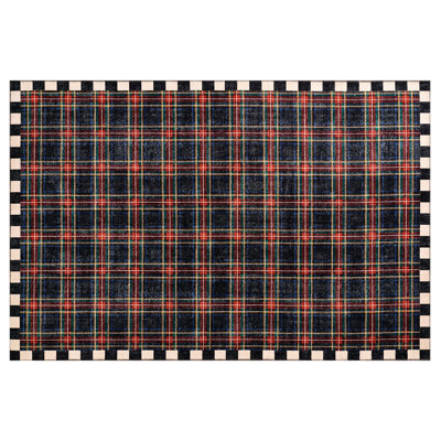 Stewart Tartan Black Washable Rug