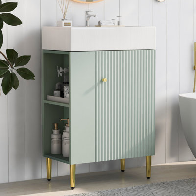 Meuble-lavabo, armoire de rangement pour salle de bain, lavabo simple en céramique, rangement à gauche