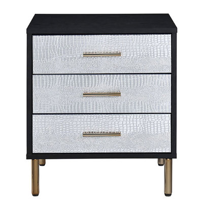 3-Drawer Nightstand With Metal Leg