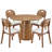 5-Piece Mid-Century Dining Set With 45" Round Pedestal Table And 4 Solid Wood White Faux Leather Chairs-1821352245-1821352242