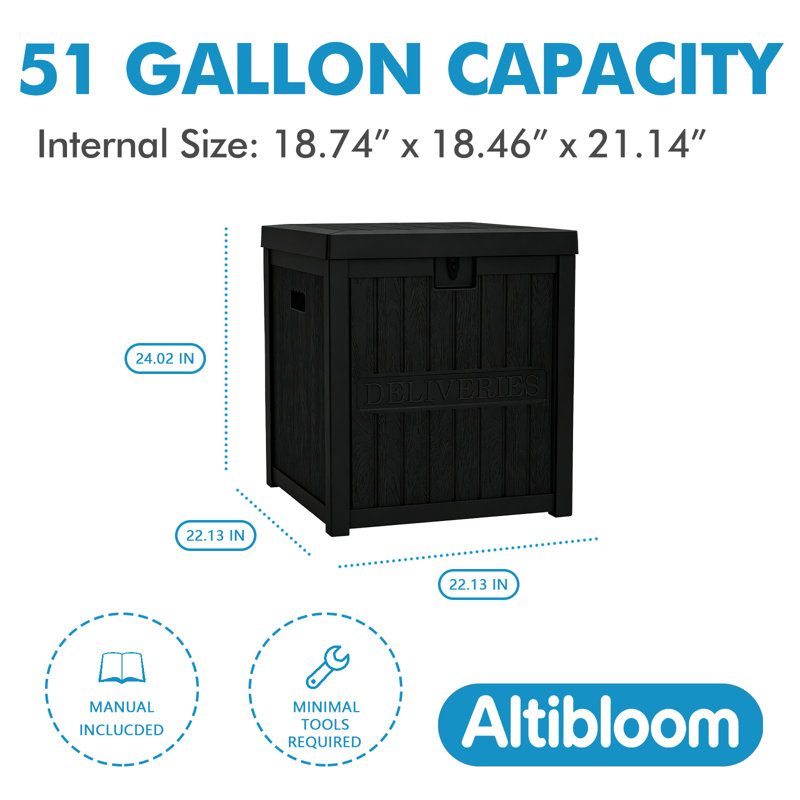 Altibloom 51 Gallon Lockable Parcel Box— Resin, Waterproof