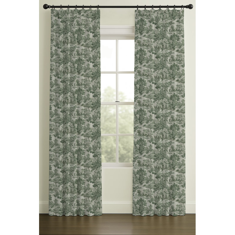 Inverted Pleat Double Lining Toille Print, Red, 33" W x 84" L, Blackout Lining