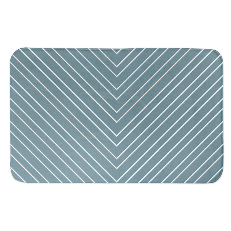 Tapis pour salle de bain chevron Bradyn, Bleu
