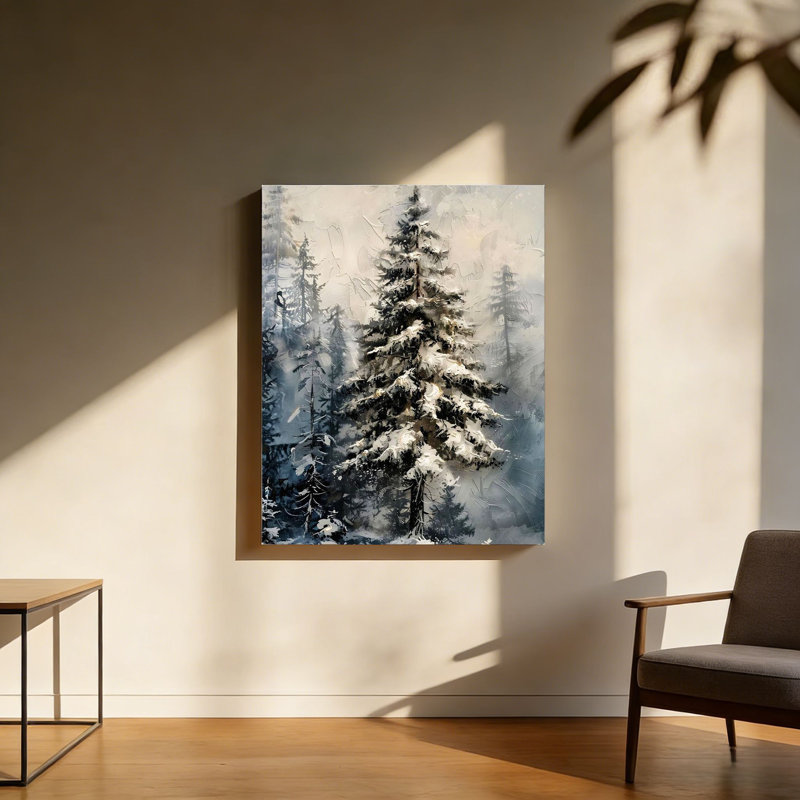 Paysage rustique d'hiver enneigé, cadre mural en bois à l'arrière, 30 L x 20 l