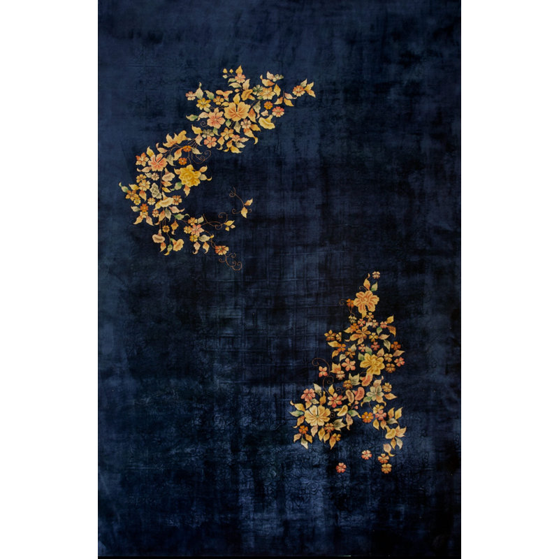 Antique Large Chinese Floral Hand Knotted Pile Rug