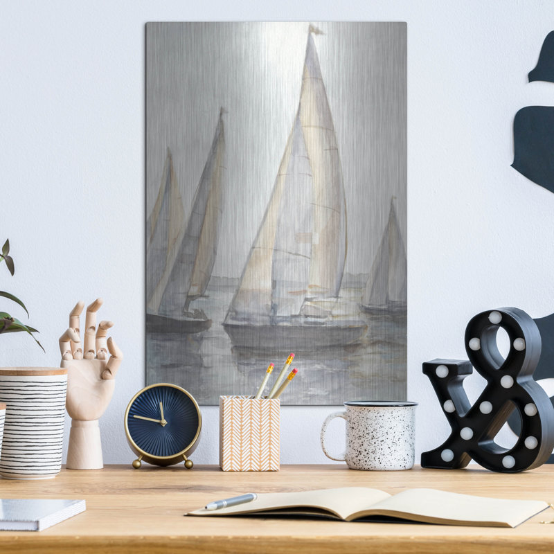 «Plein air voiliers 1» par Ethan Harper, art mural en métal, H 16 po x l 12 po