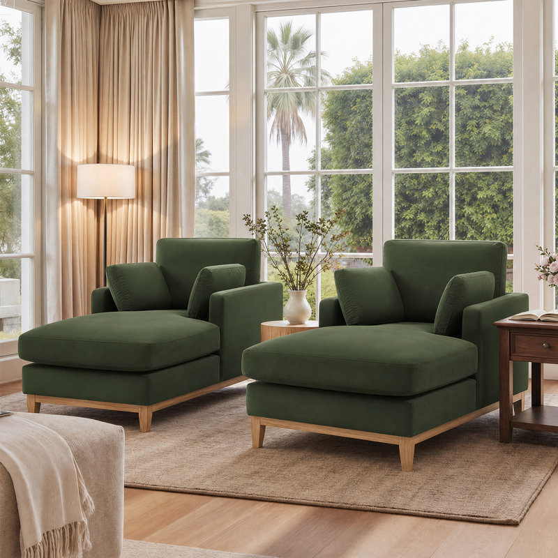 Chaise longue rembourrée en velours (lot de 2), Java