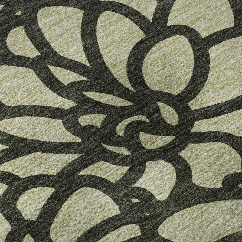 Premium Machine Washable Mayfield AMF2412 Floral Rug, Aloe, 5' x 7'6"