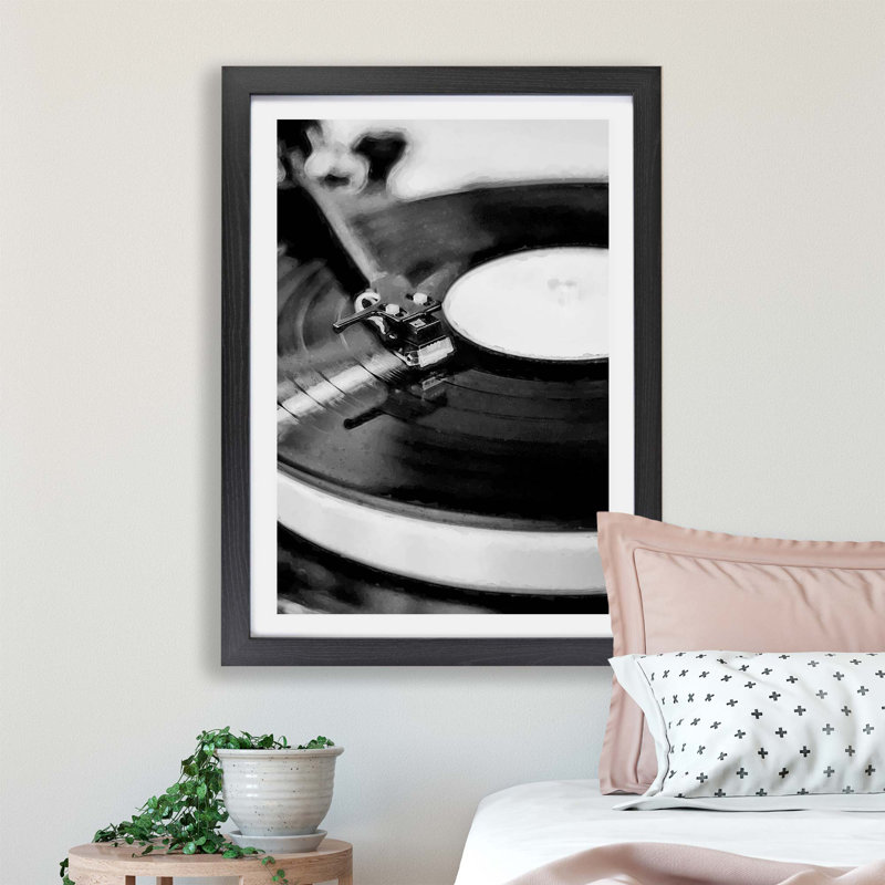Vinyl Record Player - Framed Print, Black, 45cm H x 63cm W x 2cm D