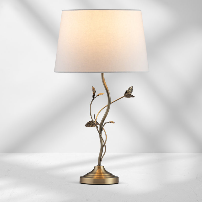 Antique Metal Leaf 59cm Table Lamp, Ivory