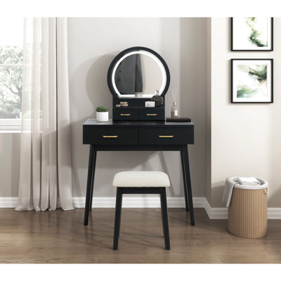 Magnifique commode avec miroir et tabouret avec tiroirs de rangement