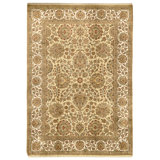 Hand Knotted Wool Area Rug in Gold And Ivory