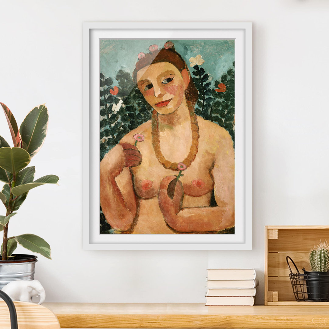 Gerahmtes Poster Half Nude with Amber Necklace