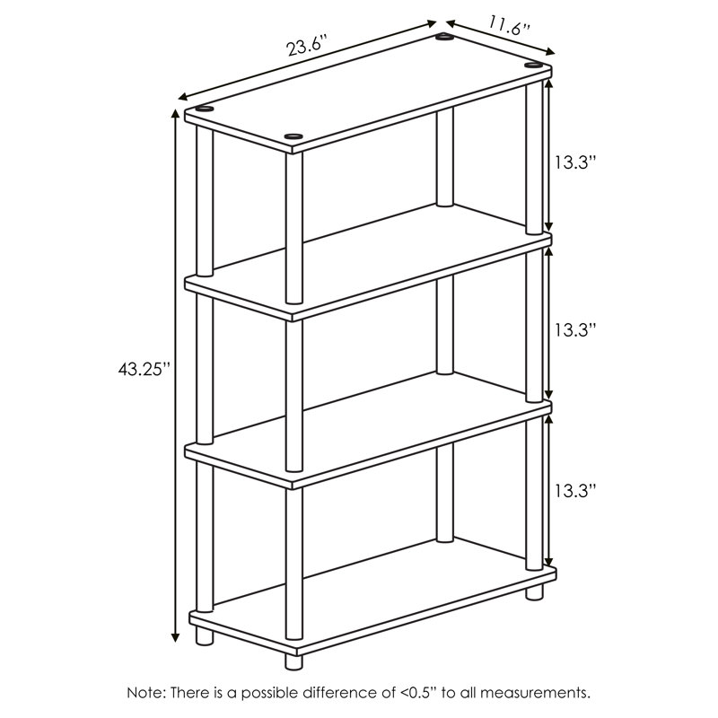 Bibliothèque en plastique Hadriana H 43,7 "x l 23,6", Noyer colombien/noir