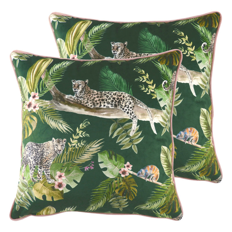 Square Cushion, Green, Feathers