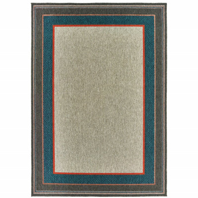 Tapis intérieur / extérieur gris / bleu sarcelle Izola