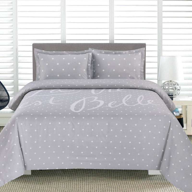 Ensemble de housse de couette réversible La Vie Est Belle, Housse de couette double et 2 taies décoratives