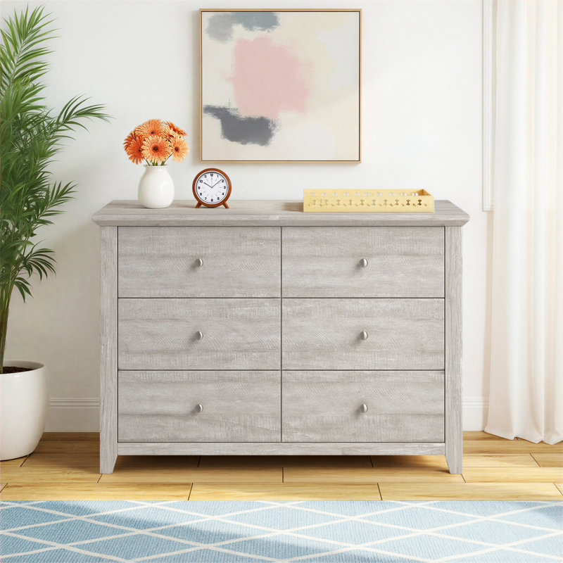 Commode double 6 tiroirs Tevrat, Chêne gris cendré
