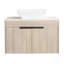 Meuble-lavabo moderne 42 po avec lavabo d'art en céramique, dalle de pierre plate blanche et petites tablettes de rangement, porte à fermeture douce, ensemble KD-341205473