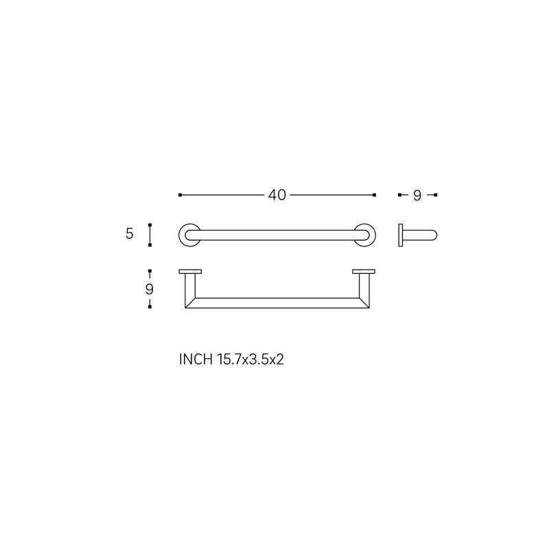 40 cm L Wall Mounted Towel Bar, Black