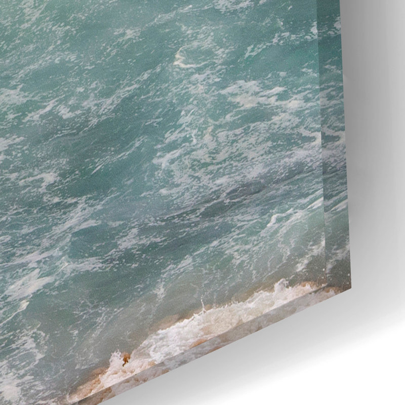 Art mural en verre épique «White Oceans 4» par Ian Winistanley, H 16 po x l 24 po x P 0,2 po