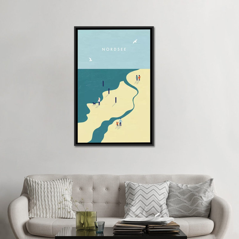 « nordsee », impression sur toile, H 26 po x l 18 po x P 1,5 po, Toile avec cadre noir, Pas de tapis