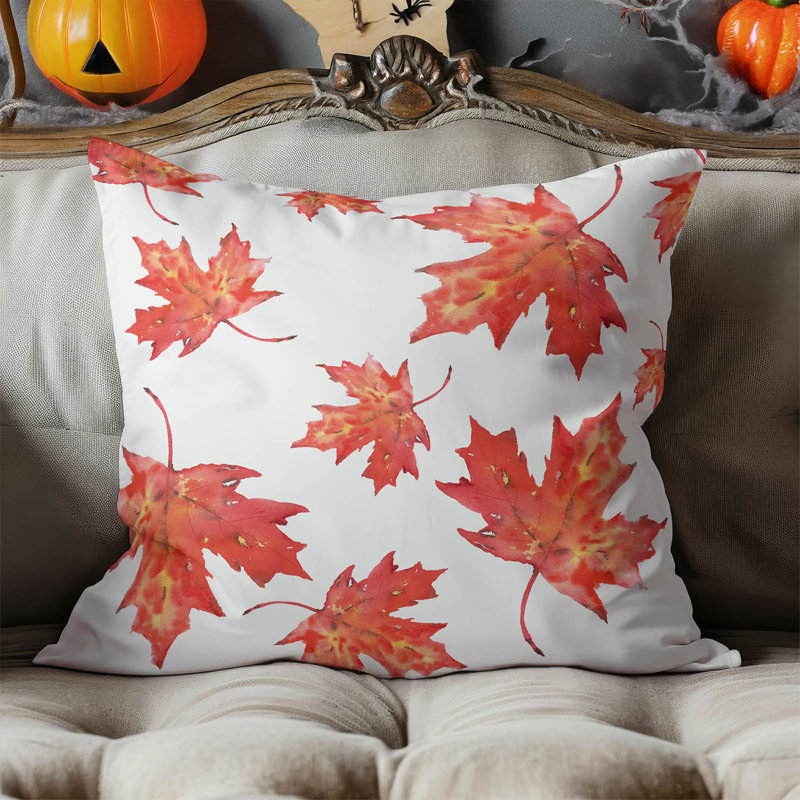Fireleaf Pattern Decorative Seasonal Throw Pillow, Alabaster Floral, Square 16"