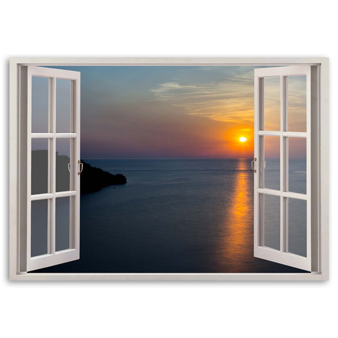 Leinwandbild Window View Landscape Sunset