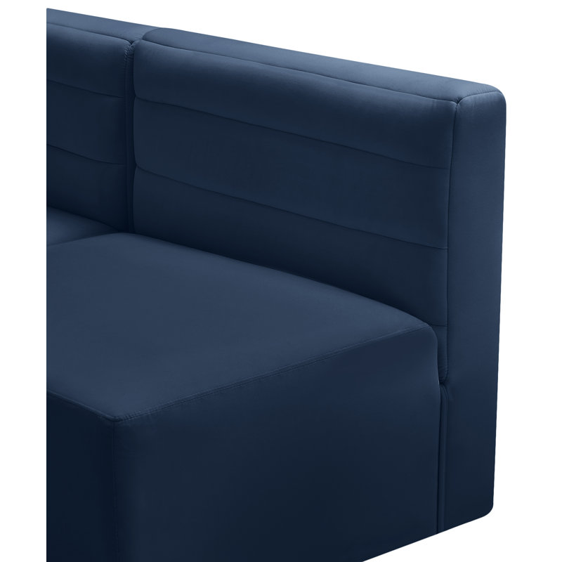 Canapé modulaire en velours réversible de 126 po de largeur Enso, Velours marine