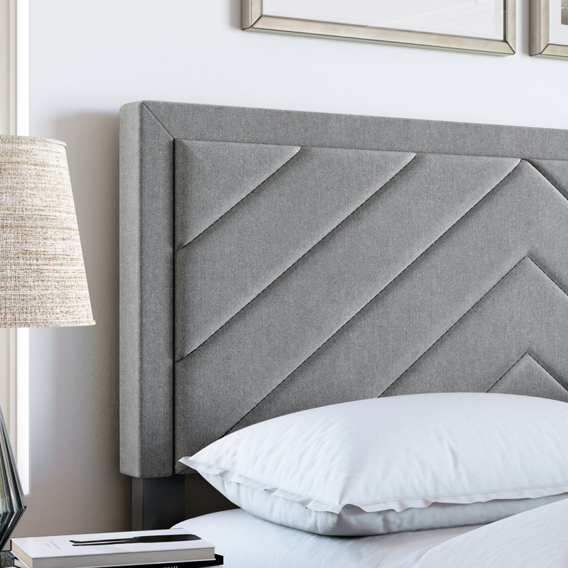 Barcelona Linen or Faux Leather Upholstered Platform Bed Frame with Adjustable Headboard, Heavy Duty Slat Support System, No Box Spring Required - Boyd Sleep