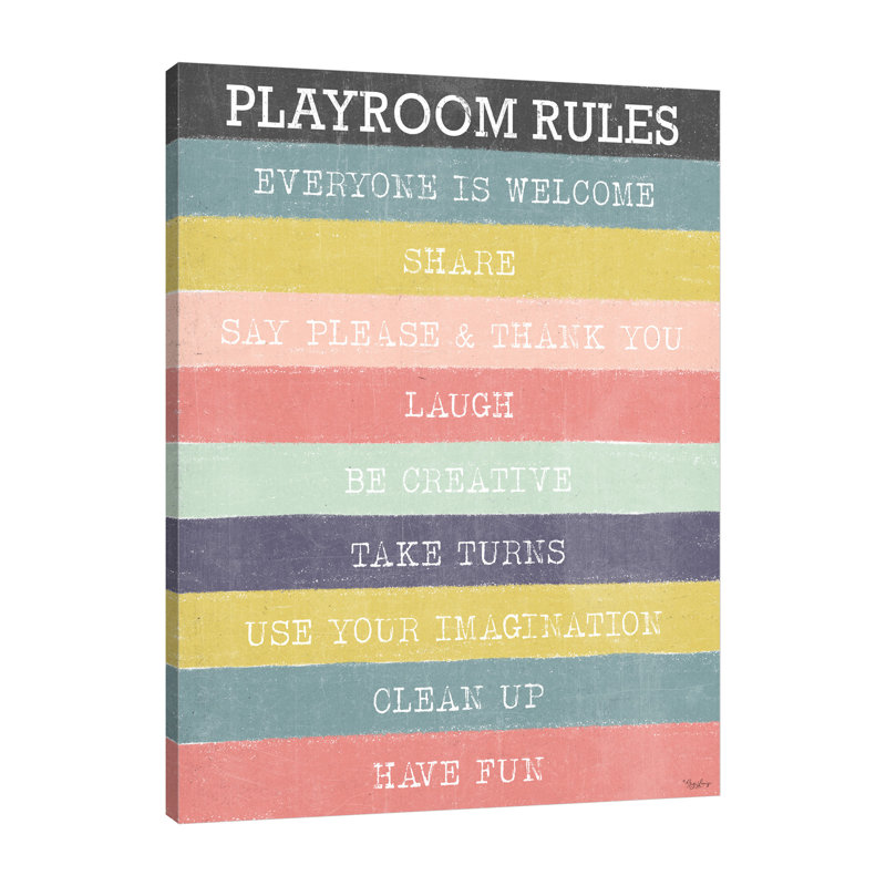 "Playroom Rules", toile tendue par Gigi Louise, H 20 po x l 15 po x P 1,5 po