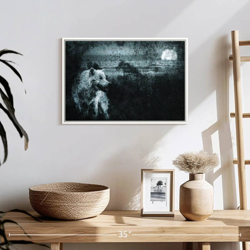 Loup solitaire blanc, Cadre flottant blanc, 19 po x 13 po