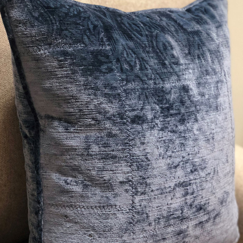 Coussin lombaire luxueux en velours bleu, 20 po x 26 po