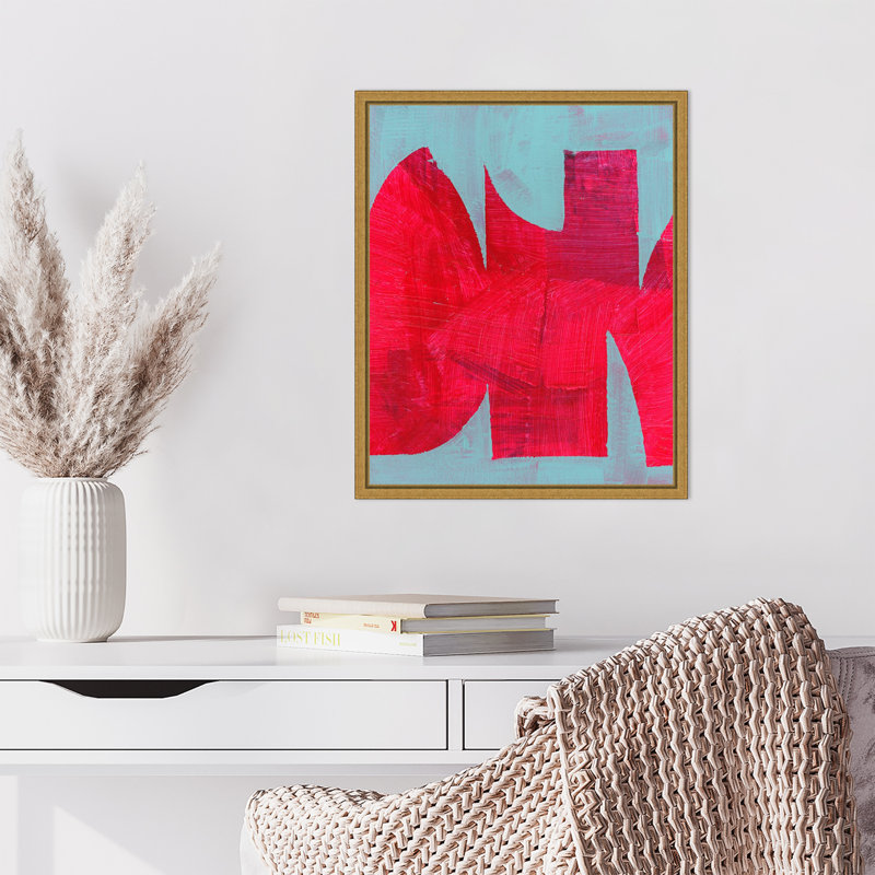 "Magenta Ribbon I" par Cartissi, reproduction d'art sur toile encadrée, H 20 po x l 16 po