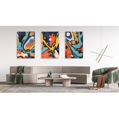 " Dark Abstract " 3 - Pieces