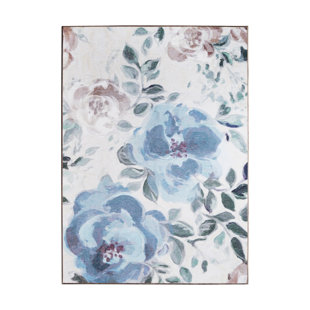 Performance Flatweave Washable Floral Indoor / Outdoor Rug