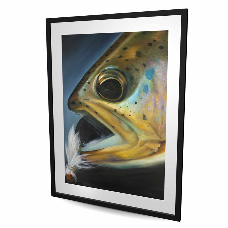 Impression de pêche à la mouche Golden Trout | Décor mat bleu encadré