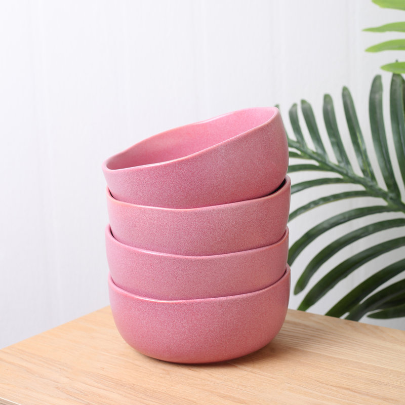 Stone Lain Tom 4-Piece Bowl Set Stoneware, Pink