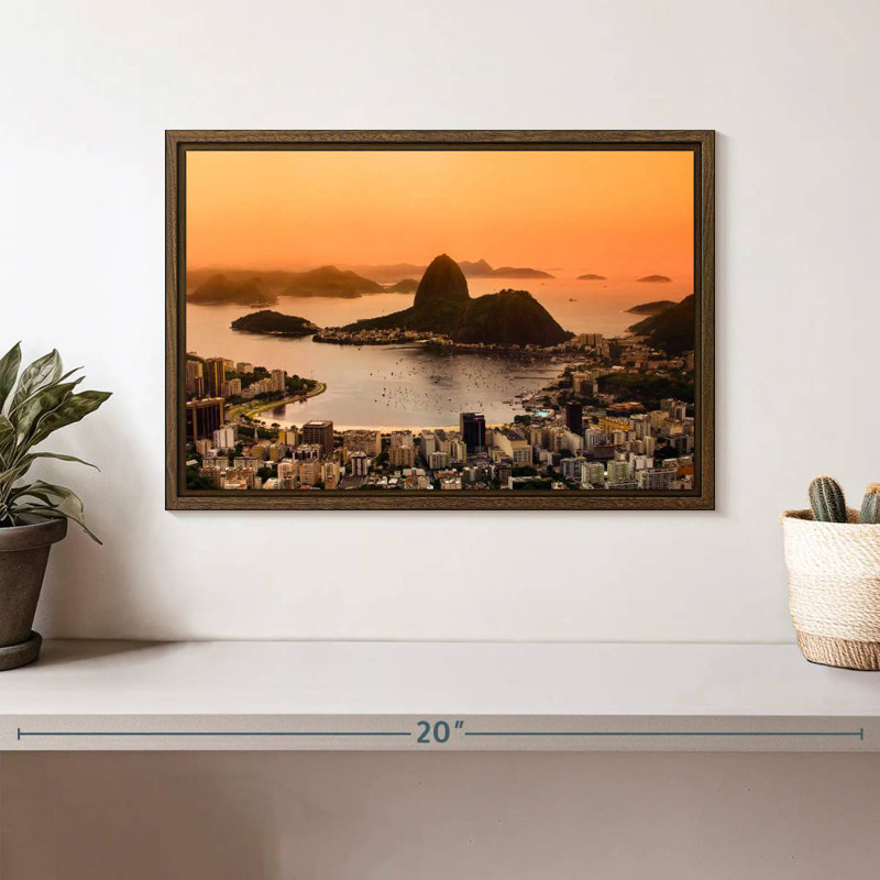 Rio de Janeiro, 13 po x 9 po, Cadre flottant en noyer