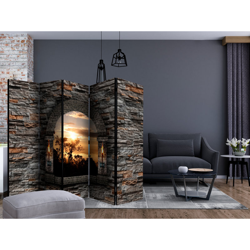 Bufford 225cm W x 172cm H 5 - Panel Solid Wood Folding Room Divider