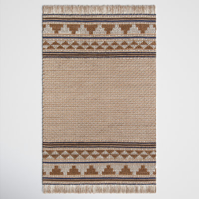 Alberta Ivory Brown Hand-Woven Oriental Jute Rug