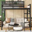 Lit mezzanine avec échelle, lit mezzanine en métal avec tablettes de rangement, lit mezzanine haut pour enfants adolescents-1161116462-1161116448