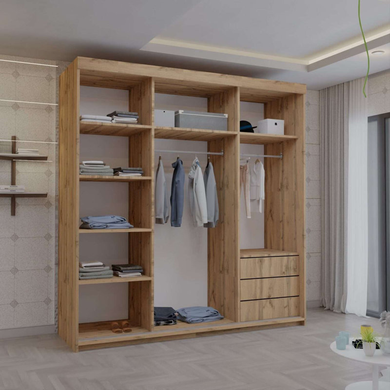 2 Door Laminate Wardrobe, Votan, 216cm H x 200cm W x 62cm D