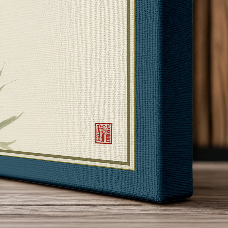 Bamboo in Silence Japandi - Wrapped Canvas, 30x20 - 76.2 x 50.8 cm, Teal Border