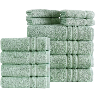 L'ensemble de serviettes de luxe 12 pièces comprend 4 serviettes de bain, 4 serviettes à main et 4 débarbouillettes